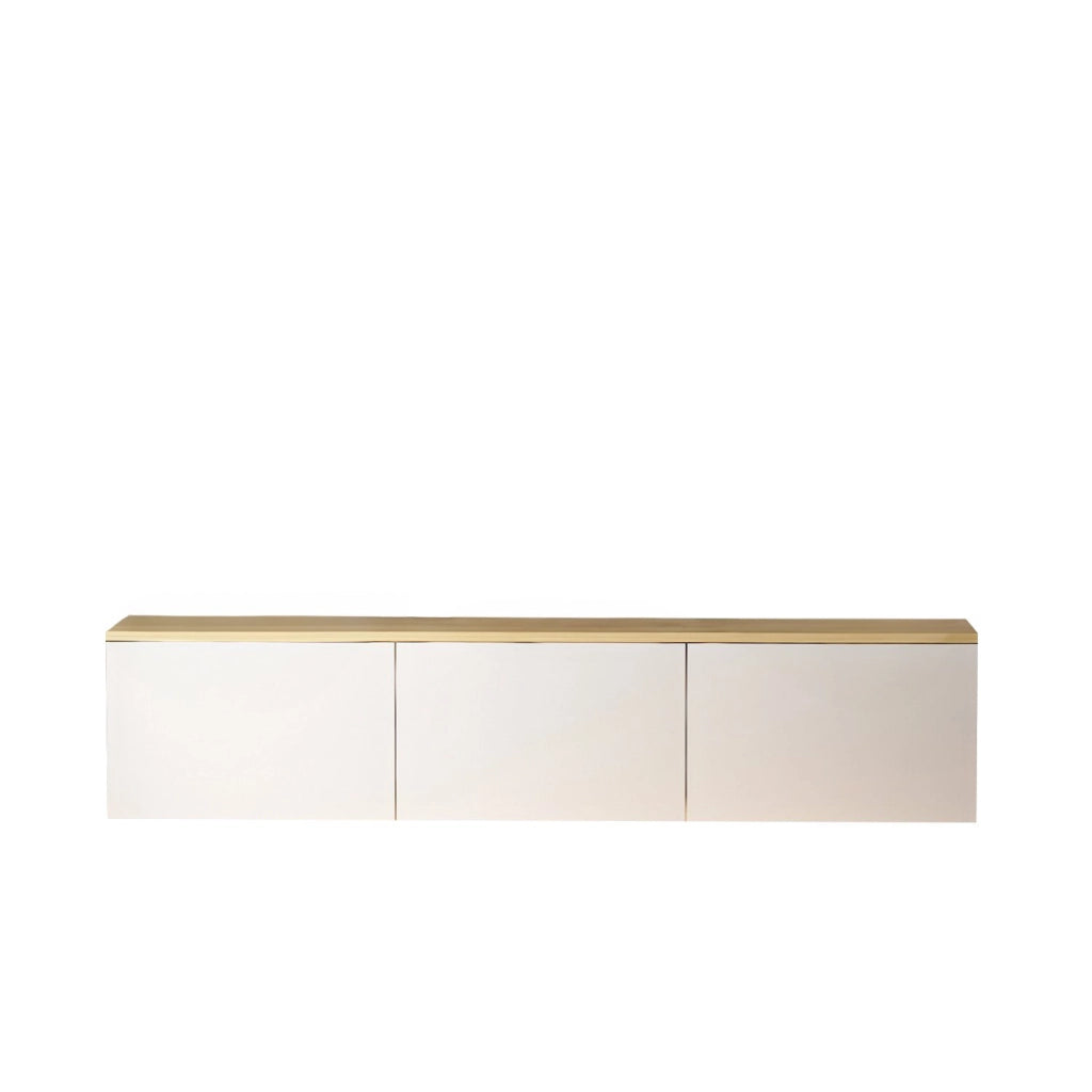Mobile TV a parete in legno con illuminazione LED "Neon" - 160 x 32 x 35 cm - Bianco