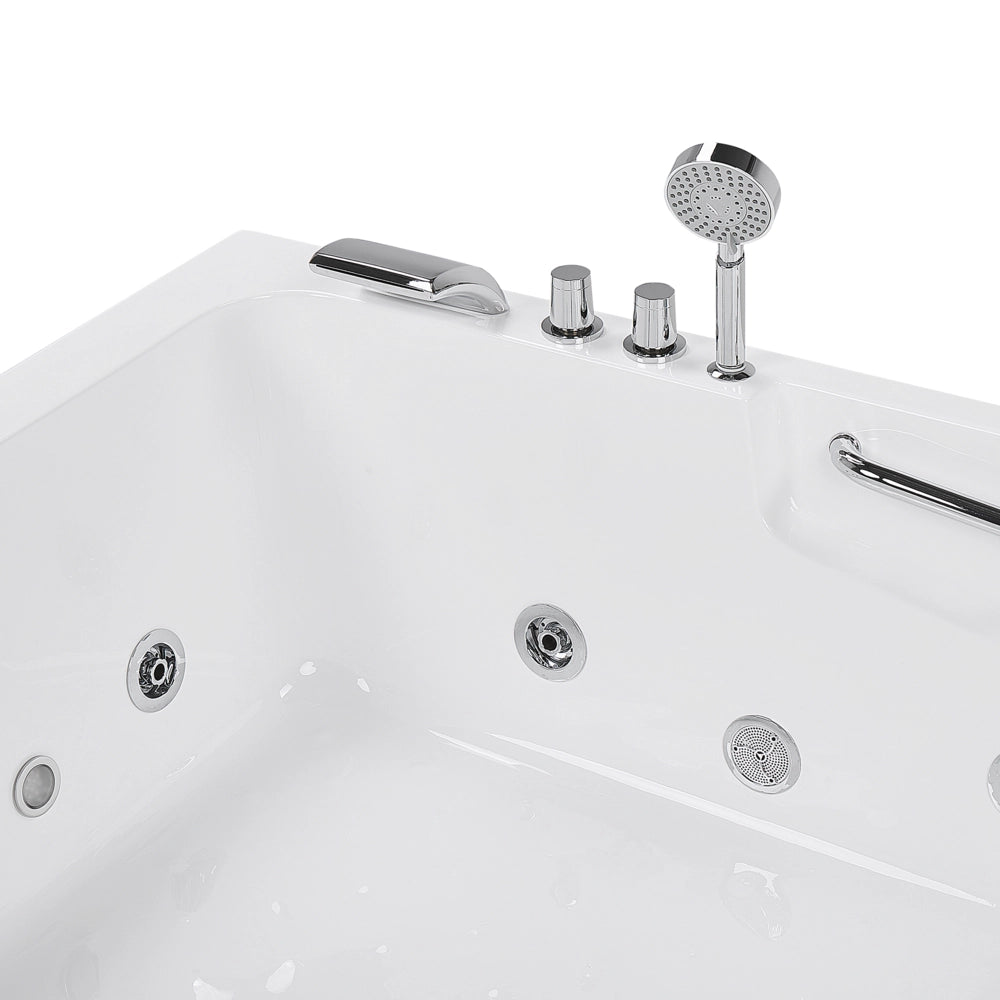 Vasca Idromassaggio Acrilico Bianco 170 x 119 cm Luci LED Subacquee versione sinistra Curva Doppio Idromassaggio