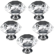 Maniglia porta 40 mm - Vetro cristallo - Laminazione zinco - 5 pezzi - Design diamant finto - Adatto per porte carico/cassette - Maniglia cassettiera