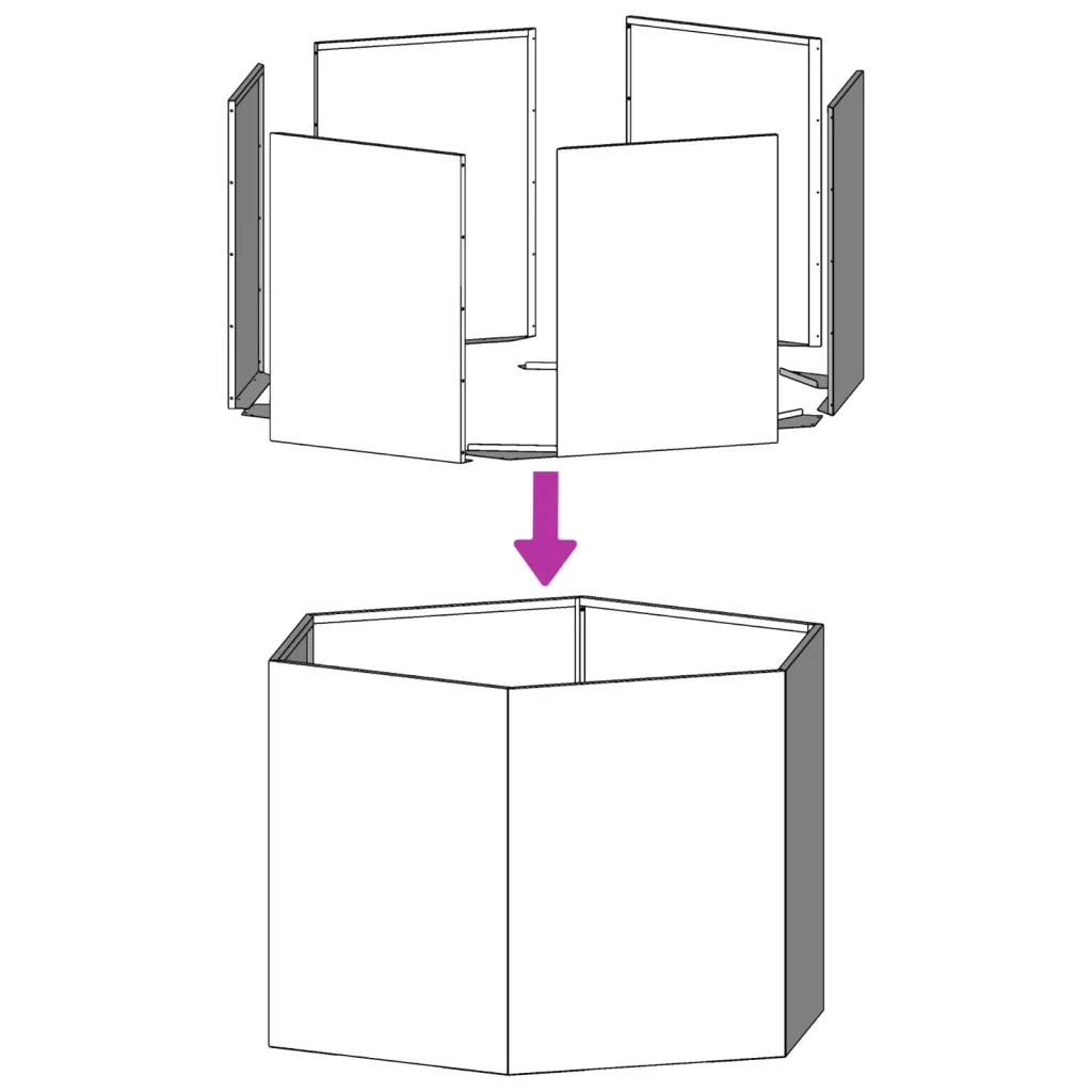 Fioriera da Giardino-Vaso da Esterno-Contenitore per Piante Nera Esagono 138x120x45 cm in Acciaio