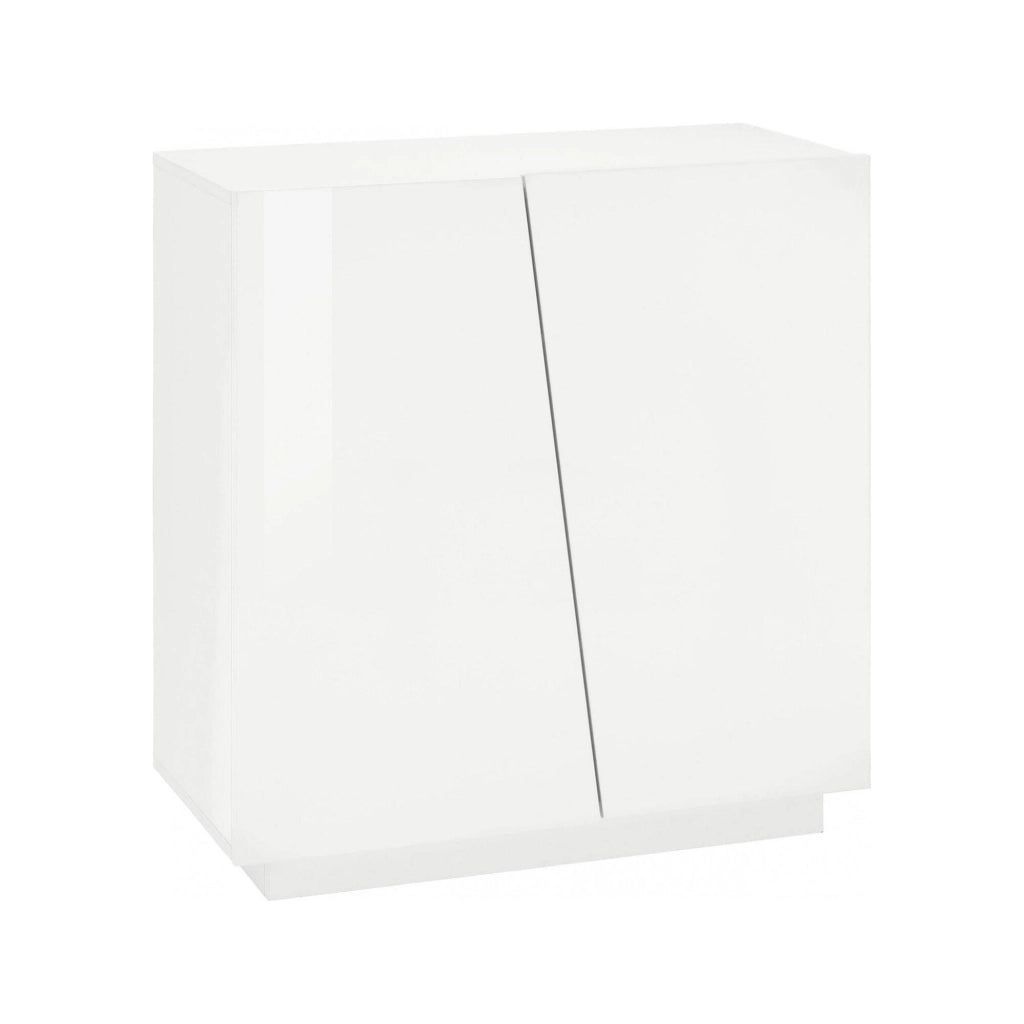 Scarpiera Apetta, Made in Italy, a 2 ante, Portascarpe da ingresso, Mobile multiuso, cm 80x38h86, Bianco lucido