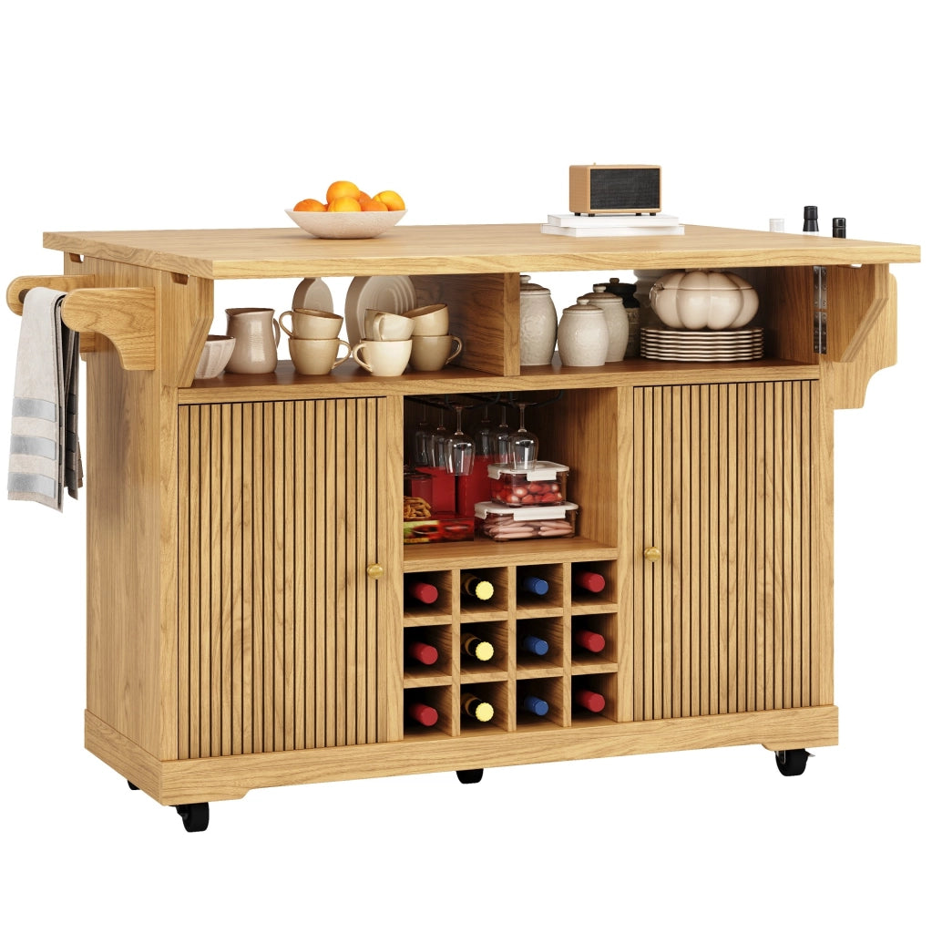 Carrello cucina mobile con ripiani regolabili e portabottiglie