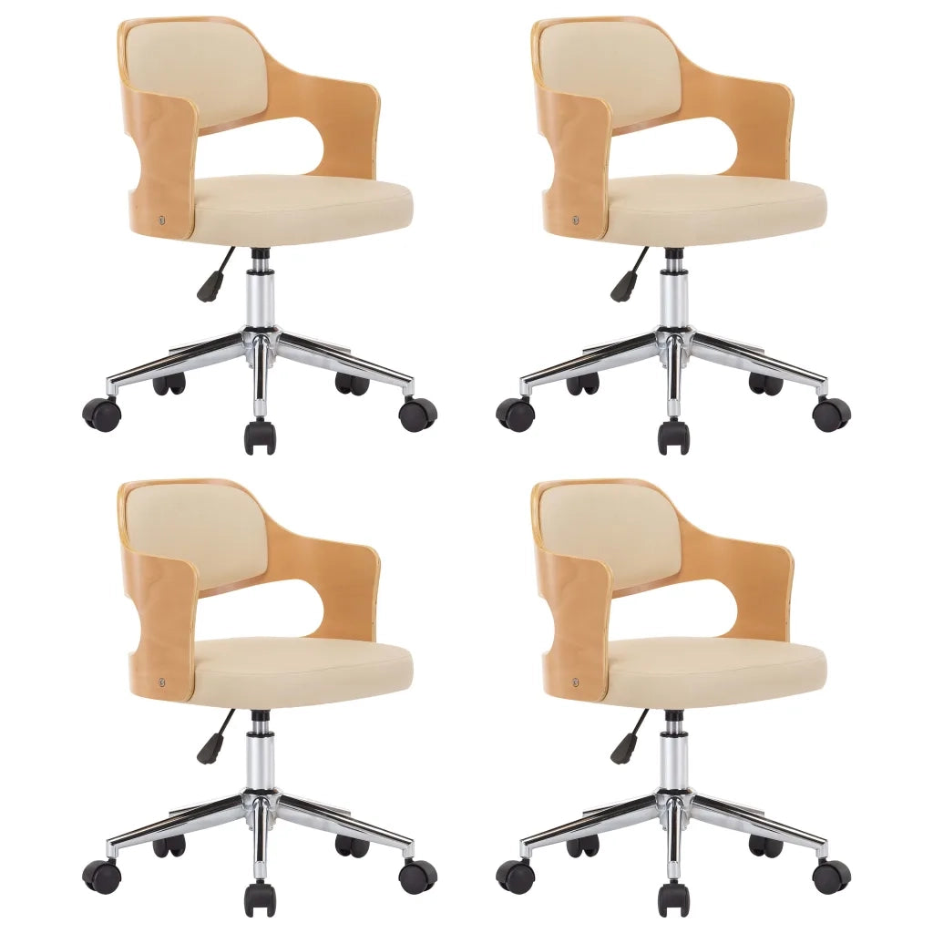 Sedie da Pranzo Girevoli 4 pz Crema in Legno Curvo e Similpelle cod mxl 29301