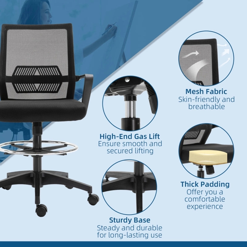 Sedia da ufficio ergonomica girevole con funzione basculante supporto lombare e poggiapiedi in plastica nera