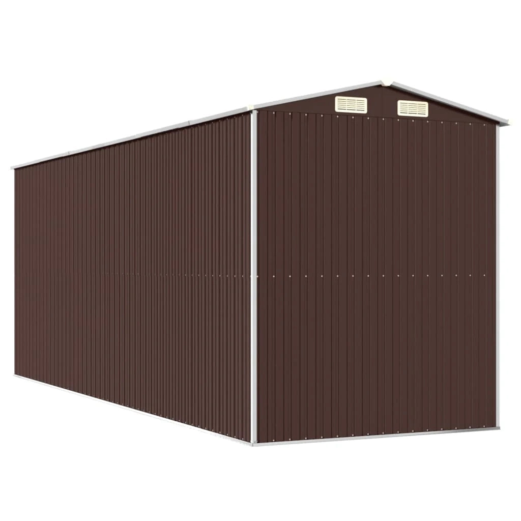 Casetta da giardino cabina ripostiglio capanno da esterno capanno per attrezzi robusta scura 192 x 523 x 223 cm acciaio zincato marrone 02_0022321