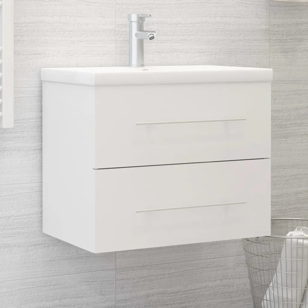 Mobile Lavabo-Armadietto da bagno Bianco 60x38,5x48 cm in Legno Multistrato