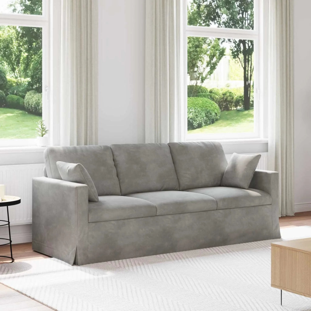 Divano | Divano da soggiorno | Sofa Grigio chiaro 198 x 78 x 80 cm Velluto