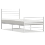 Letto singolo | Letto per adulti | Giroletto con Testiera e Pediera Metallo Bianco 100x190 cm