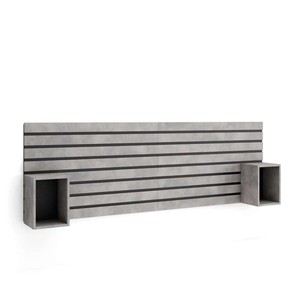 Testiera e Comodini, 214x70x3cm, Letto 135,140,150,160cm, Pannelli, grigio cemento RF3568