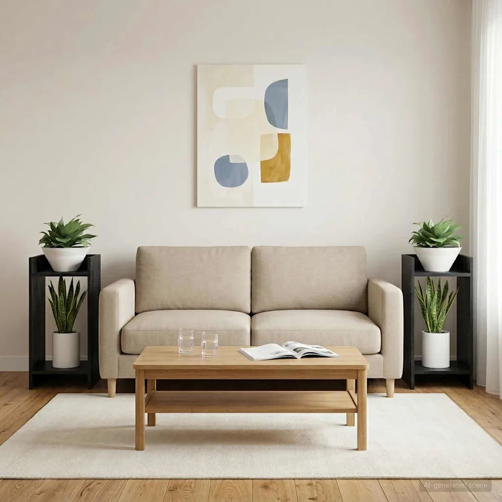 Supporto per piante con lo scaffale Rovere Nero 30 x 30 x 60 cm