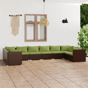 Set Divani da Giardino 10 pz con Cuscini in Polyrattan Marrone 3101988