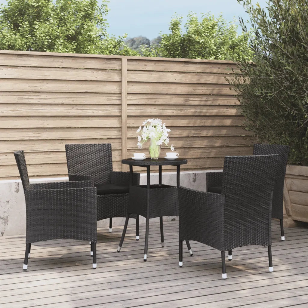 Set Bistrò da Giardino 5 pz con Cuscini in Polyrattan Nero 3187417