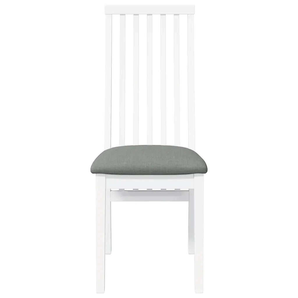 Sedie da Pranzo con Cuscini 2 pz Bianco Legno Massello di Hevea