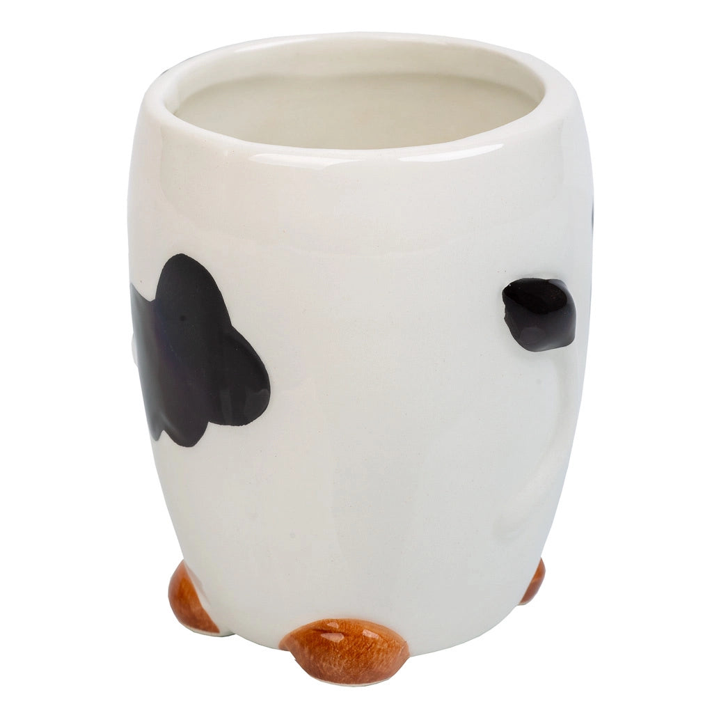 Portapenne mucca in ceramica nera d7,5x10h