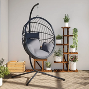 Sedia Uovo Sospesa e Supporto Grigio Chiaro Polyrattan/Acciaio