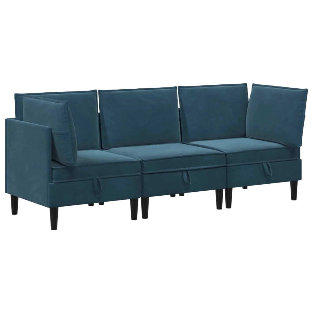 Set di mobili per il soggiorno con cuscino 3 pcs Blu Velluto 3413768