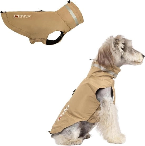 Impermeabile giacca per cani leggera e riflettente con striscia per cani di piccola e media taglia - Kaki XL