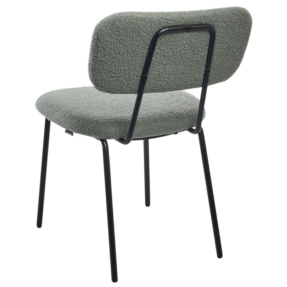 Set di 2 sedie da pranzo imbottite in bouclè verde chiaro Design stile retrò