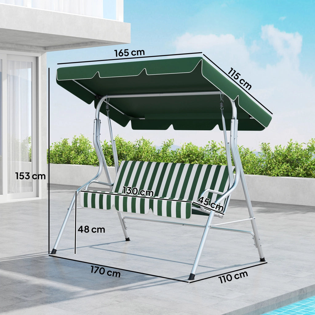 Altalena da giardino 3 posti ¨C zephmum ¨C verde 170x110x153 cm