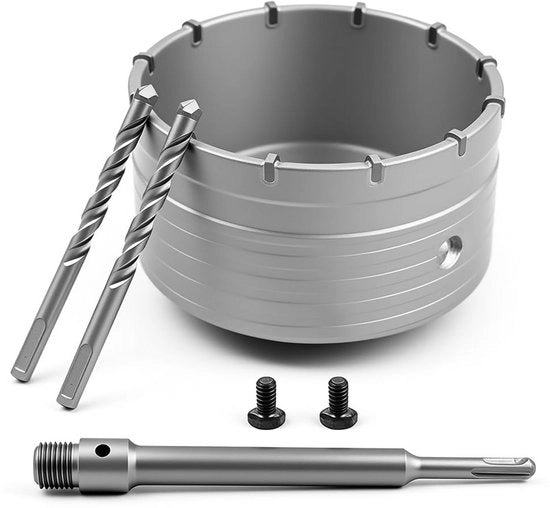 Set di foratura a 110 mm con adattatore SDS Plus e centroforatura per calcestruzzo e materiali di costruzione