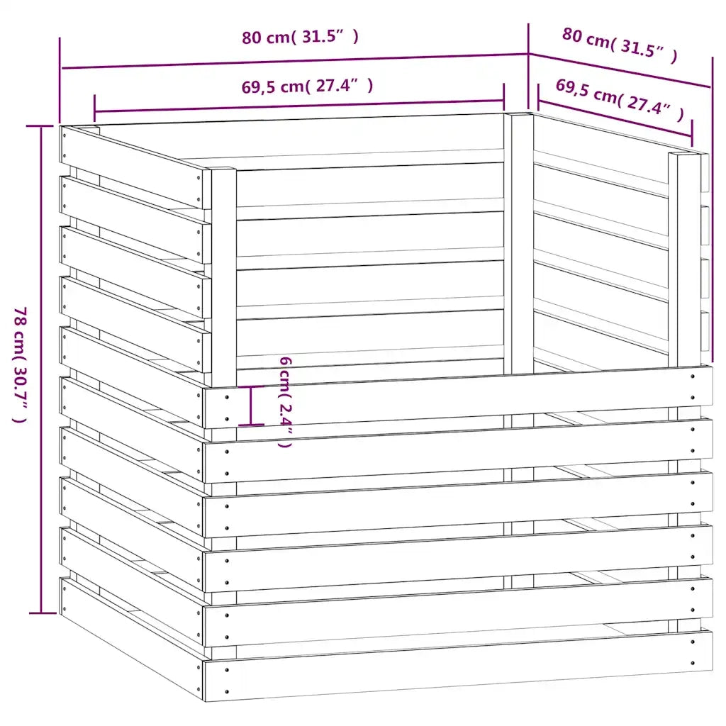 Compostiera Bianca 80x80x78 cm in Legno Massello di Pino 822188