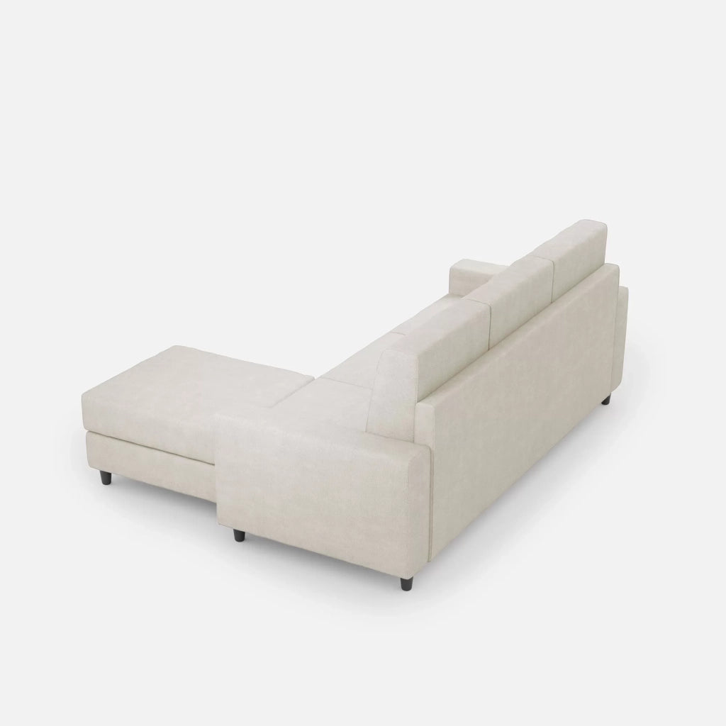 Divano sakar 3 posti (tre sedute da 60cm) + pouf misure esterne l.208 p.155 | latte - Mobili 2G