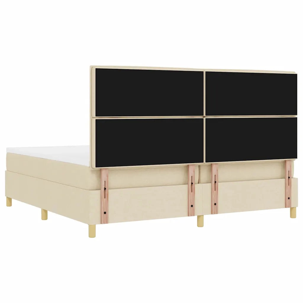 Letto a Sorgente LED con materasso Crema 200 x 200 cm Tessuto 3343052