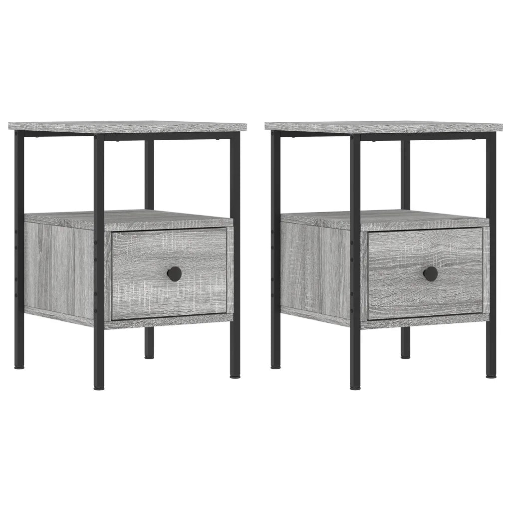 Set di 2 Comodini | Armadio da Notte | Mobiletto da notte Grigio Sonoma 34x36x50 cm in Legno Multistrato