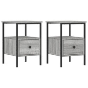 Set di 2 Comodini | Armadio da Notte | Mobiletto da notte Grigio Sonoma 34x36x50 cm in Legno Multistrato