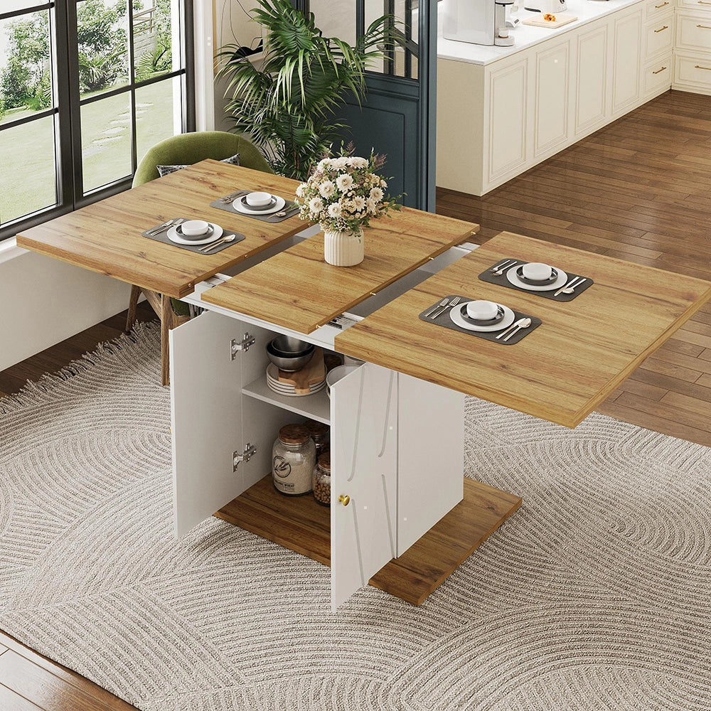 Tavolo da pranzo con motivo a rilievo - Xylo - 110(140)x70x76,5 cm - Placcato in legno