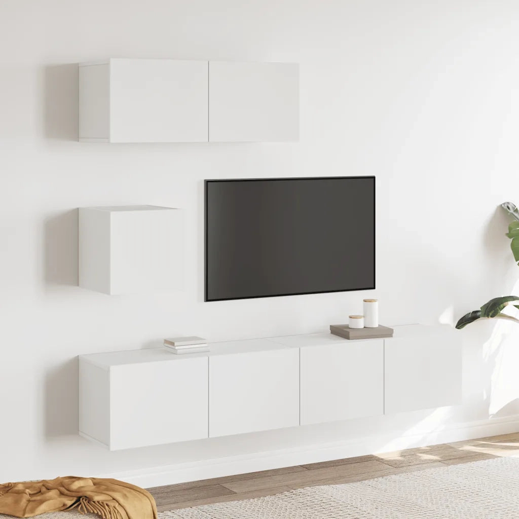 Set di Mobili Porta TV 4 pz Bianco in Legno Multistrato 3114646