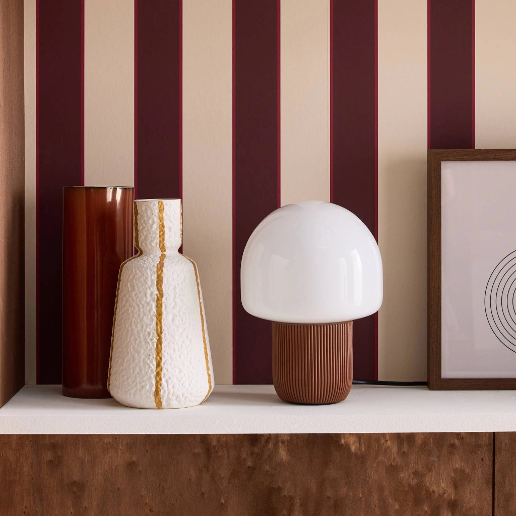 Lampada da tavolo da interno in resina e pvc, ø18cm, marrone