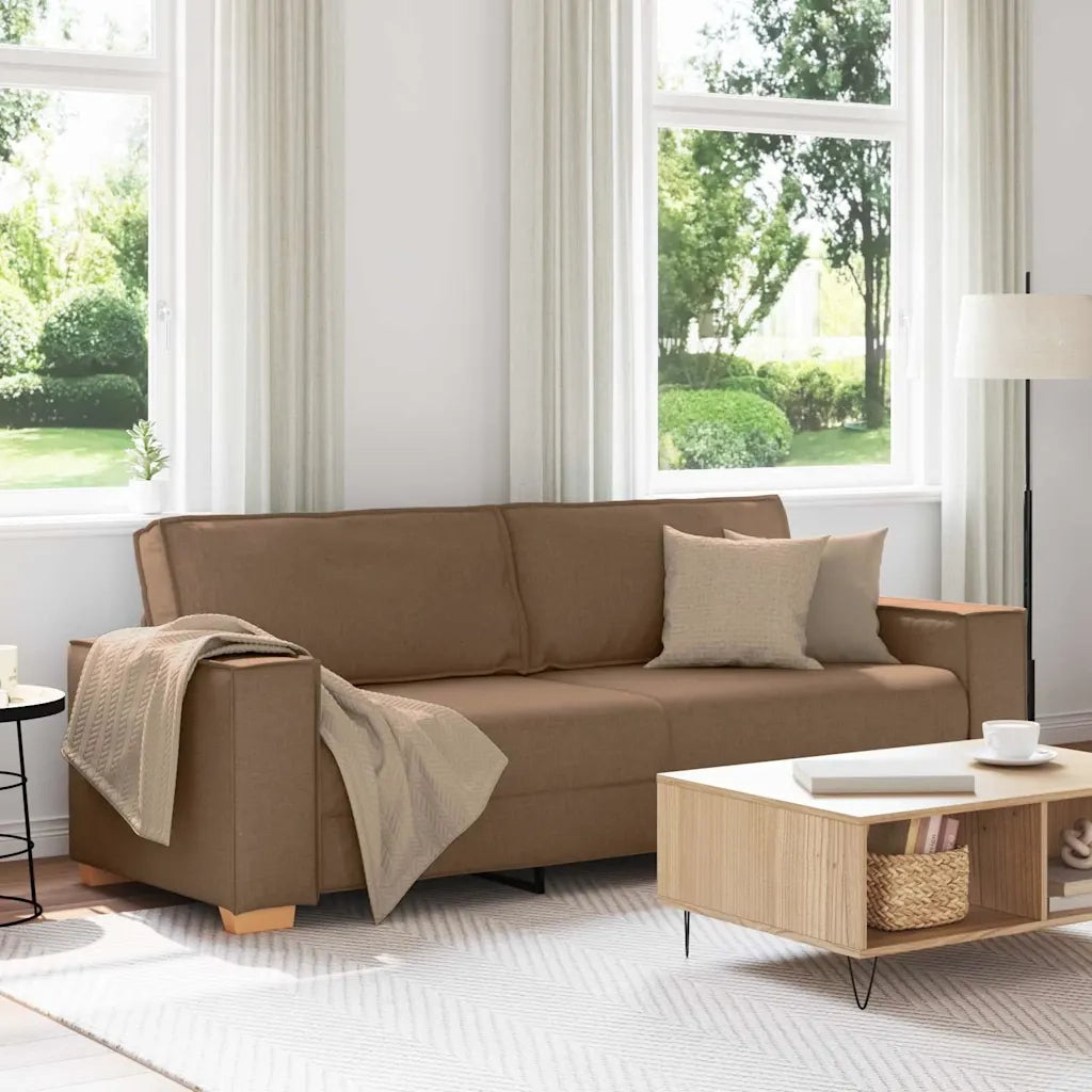 vidaXL Divano a 3 posti Marrone 180 cm Tessuto