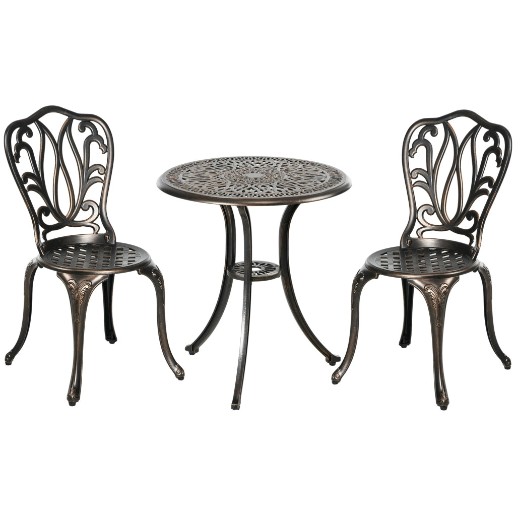 Set Giardino 2 Posti con Sedie e Tavolo Rotondo ¨C zephmum ¨C Fonte di Alluminio Bronzo