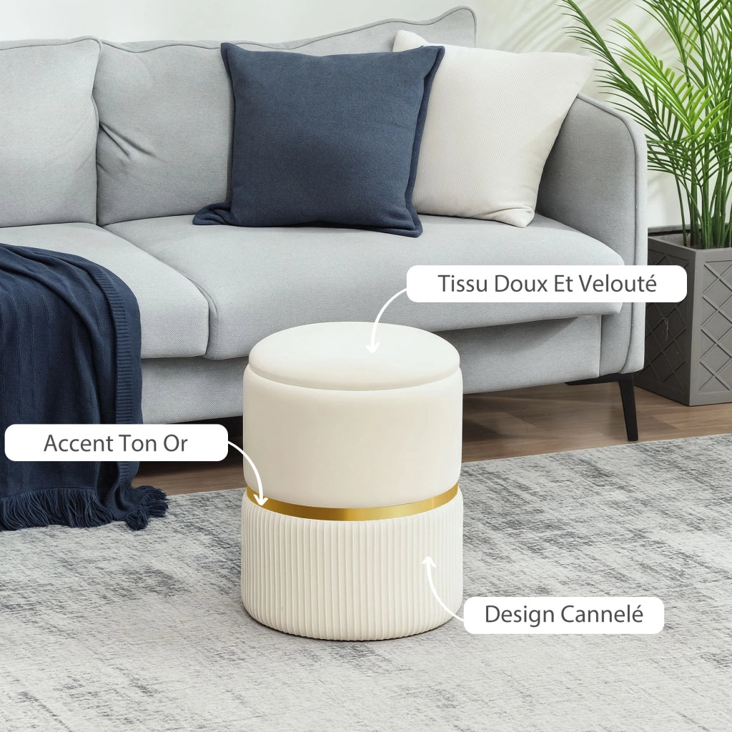 Pouf con ripostiglio in velluto ¨C zephmum ¨C 36x36x44 cm beige