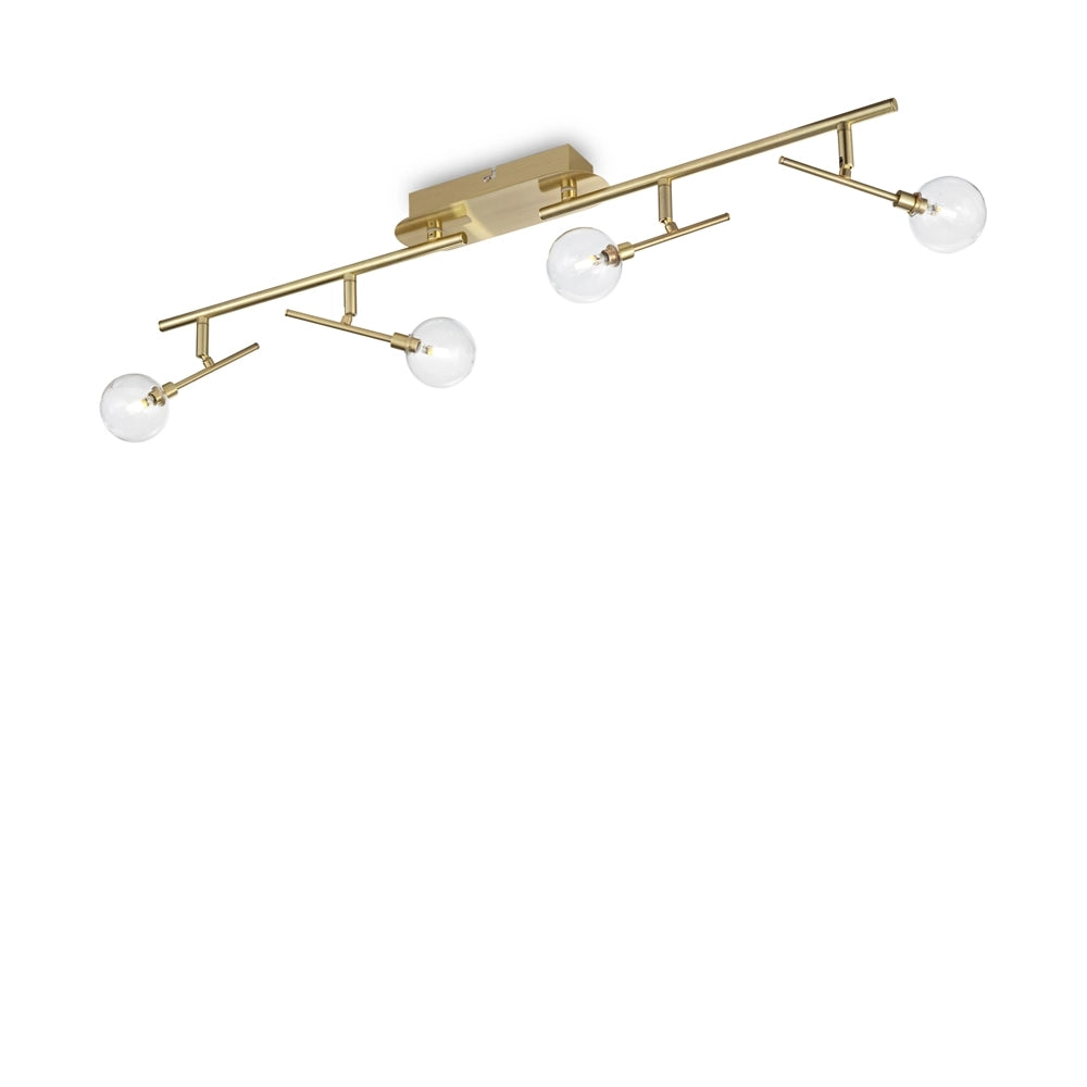 Plafoniera Moderna Maracas Metallo Ottone 4 Luci 2W 3000K Luce Calda