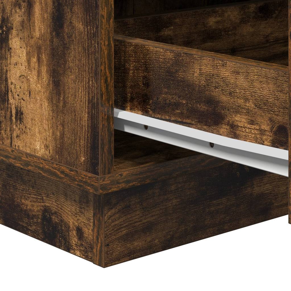 Comodino con LED Rovere Affumicato 39x34.5x65 cm Legno ingegnerizzato