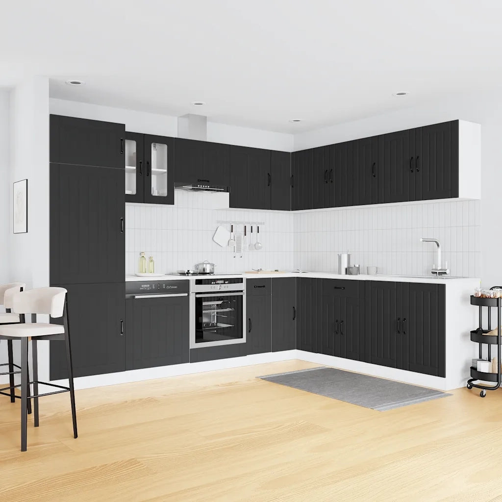 Set Mobili da Cucina 14 pz Lucca Neri Legno Multistrato