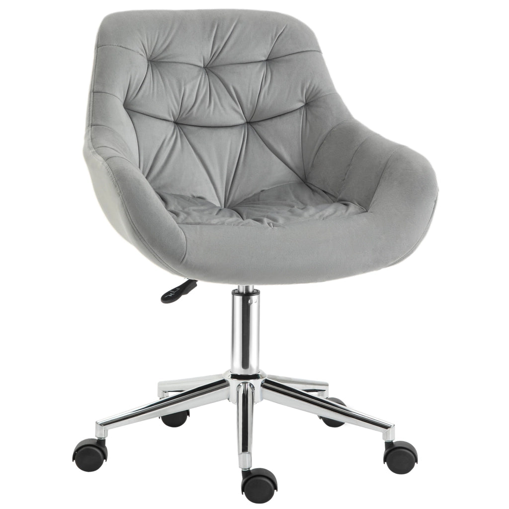 Sedia da Ufficio Ergonomica Girevole ¨C Zephmum ¨C Velluto Grigio 59x58x80-90cm