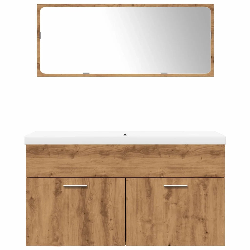 Set Mobili da Bagno 3 pz Rovere Artigianale Legno Multistrato 3328588