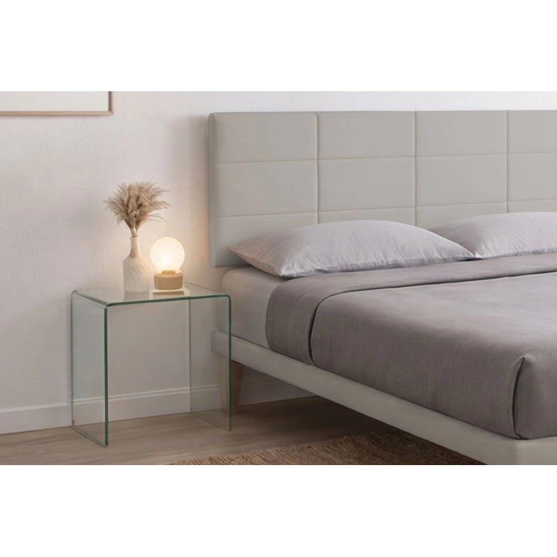 Letto imbottito Matrimoniale 180x190 cm Square - Similpelle,Tortora,Con rete