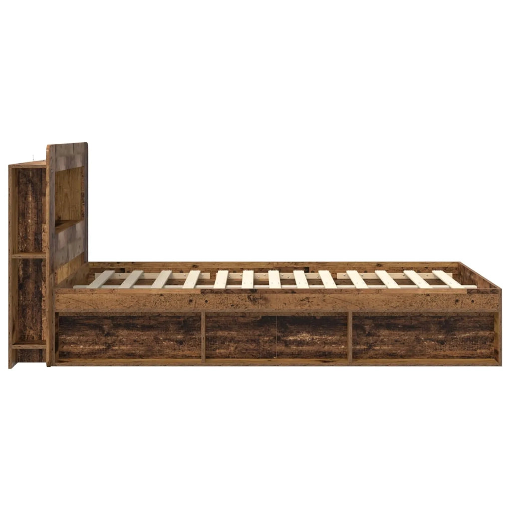Telaio del letto con storage Legno antico 120 x 200 cm