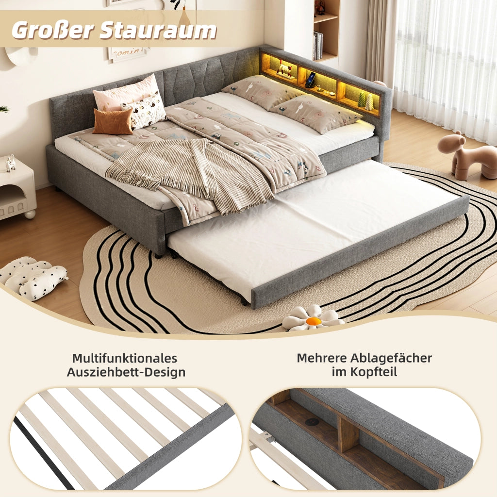 Letto giorno funzionale in lino 140x200 cm
