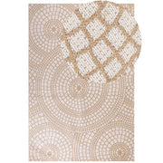 Tappeto da giardino beige e bianco in iuta 200 x 300 cm Rettangolare con motivo geometrico a trama piatta stile boho Camera da letto Soggiorno