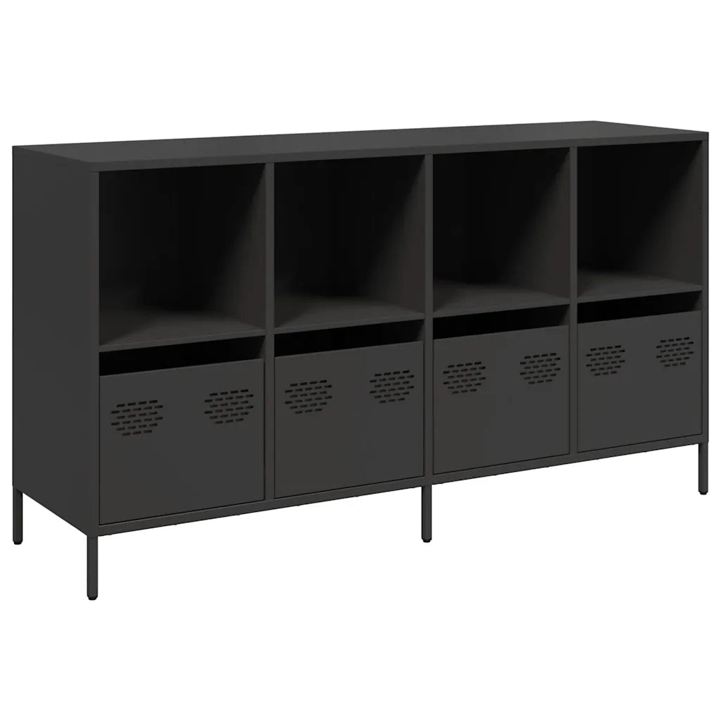 Credenza Nera 135x39x73,5 cm in Acciaio Laminato a Freddo 3307161