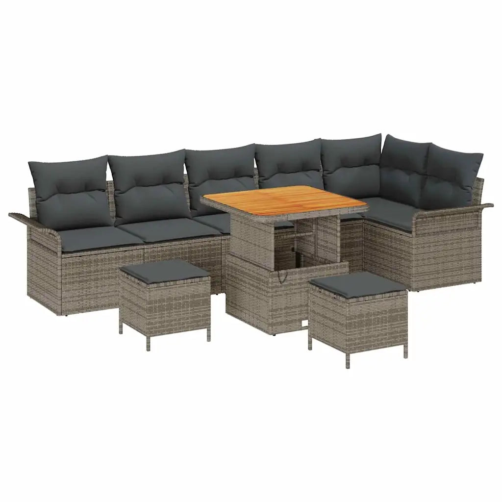 Set Divano da Giardino con cuscino 9 pcs Grigio polyrattan 3362153
