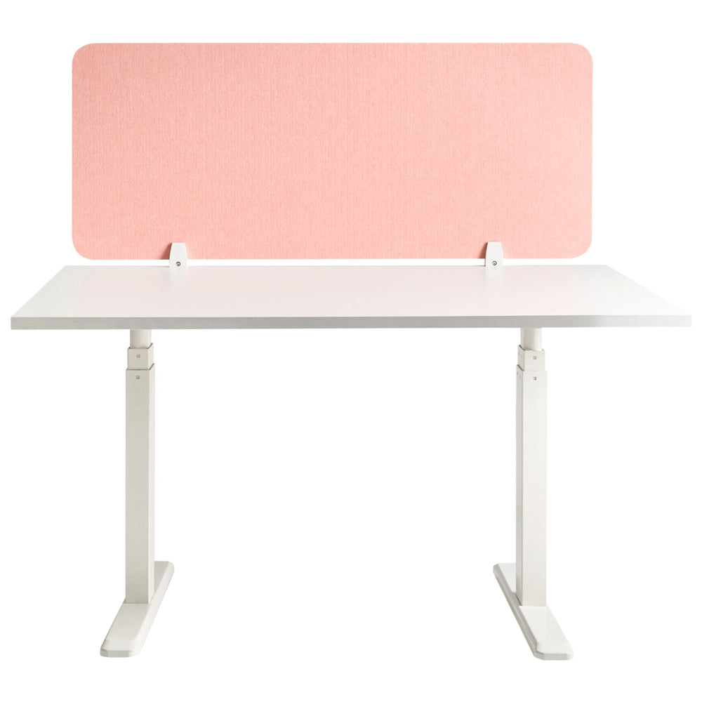 Divisorio da scrivania in PET con rivestimento in tessuto 120 x 50 cm rosa chiaro Schermo acustico Morsetti di montaggio modulari Casa Ufficio
