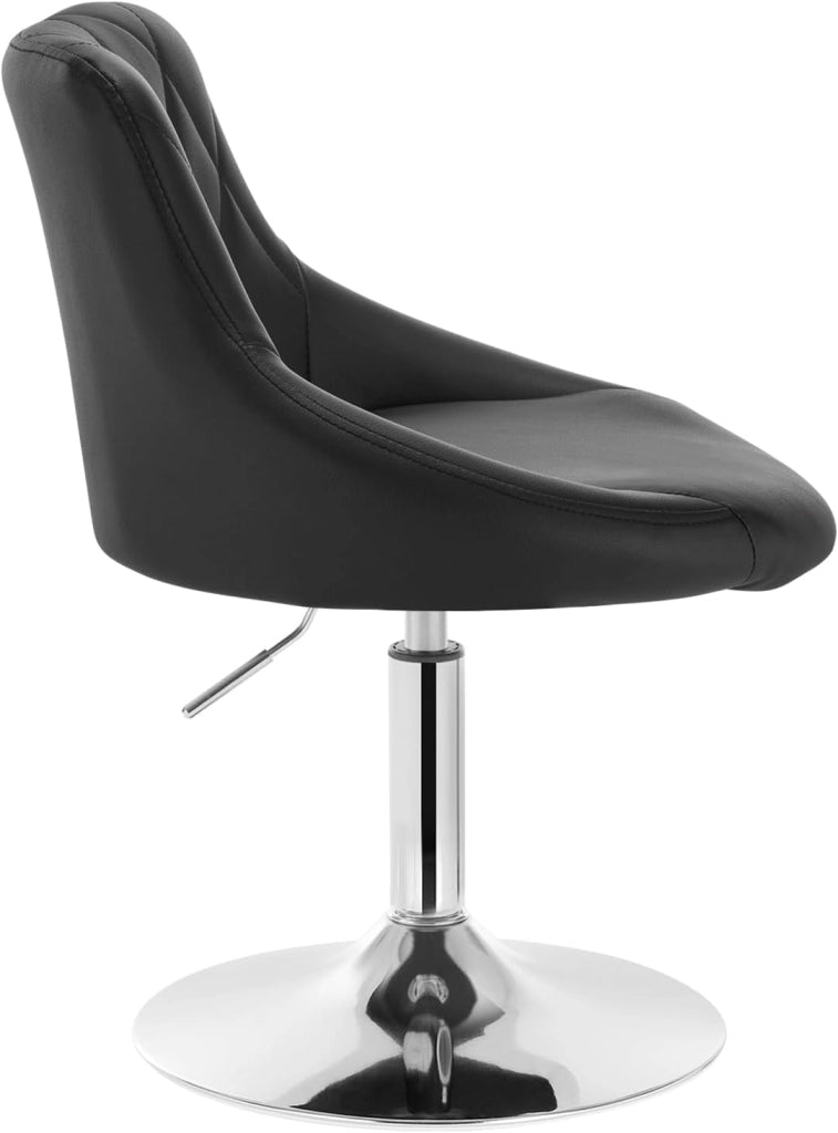 Set di 2 Casa Sedia Alta per Cucina con Schienale in PU, senza Poggiapiedi, l'altezza può essere regolata tra 42-58 cm, Nero, BH241sz-2
