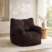 Pouf Sacco Imbottito in Velluto a Coste 100x94x70 cm; con Memory Foam; Marrone; per Interni
