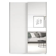 Armadio design 120cm. 2 porte con specchi modulari. Colore bianco opaco. Collezione EOS